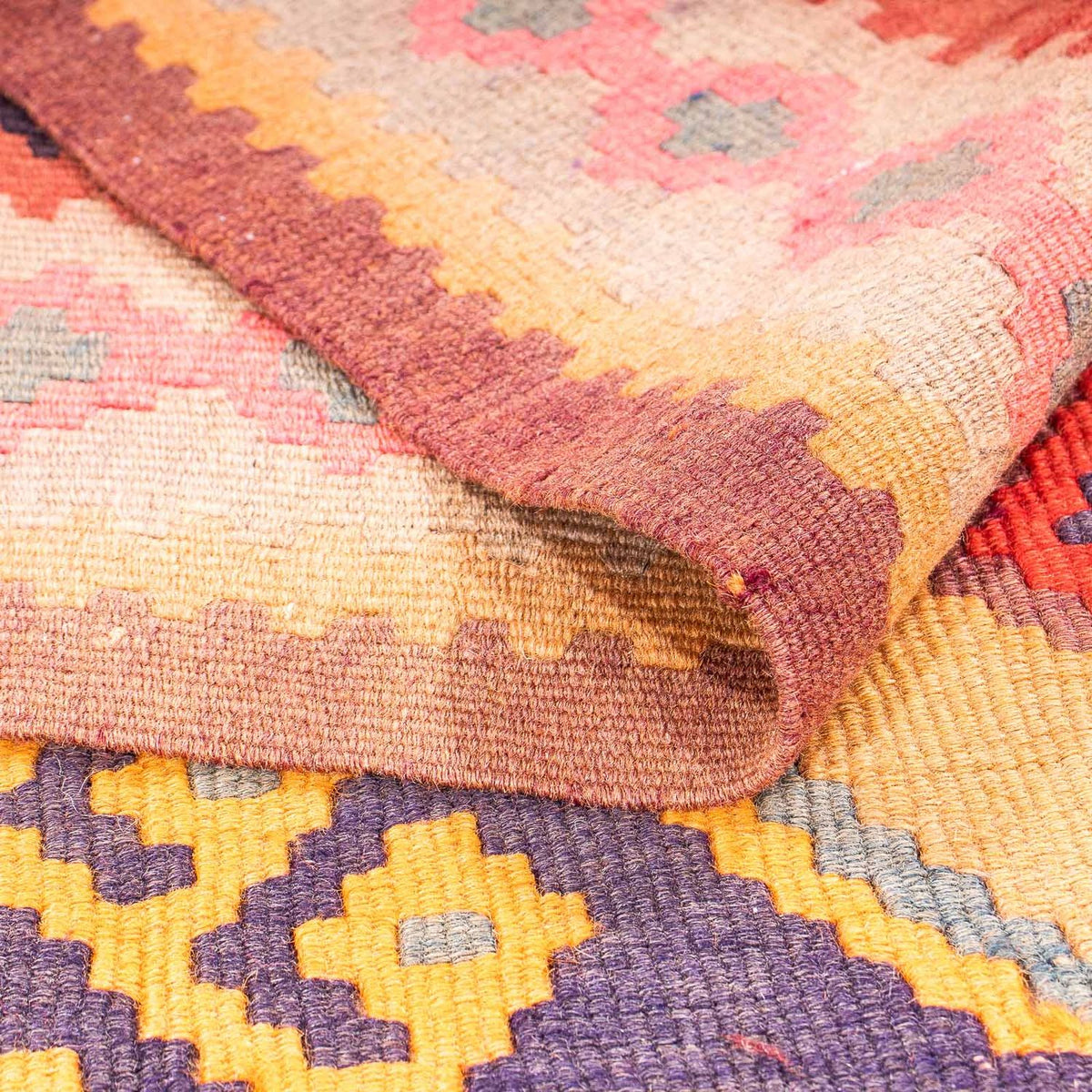 Løber Kelim-tæppe - gammelt - 340 x 155 cm - flerfarvet