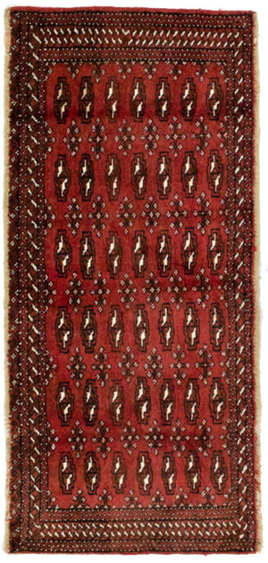 Turkaman-tæppe - 130 x 60 cm - rød