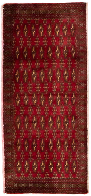 Turkaman-tæppe - 130 x 60 cm - rød