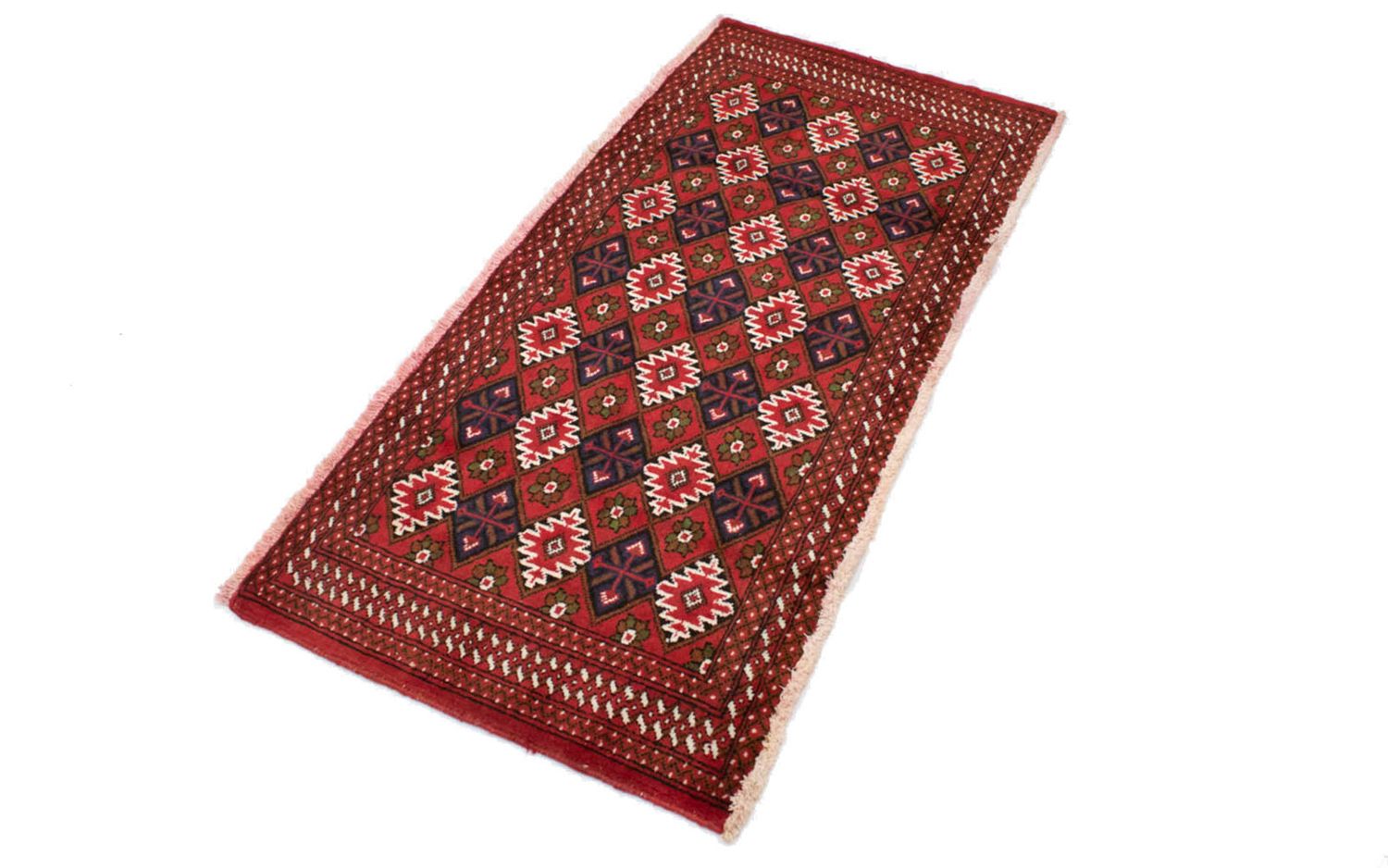 Turkaman-tæppe - 130 x 60 cm - rød