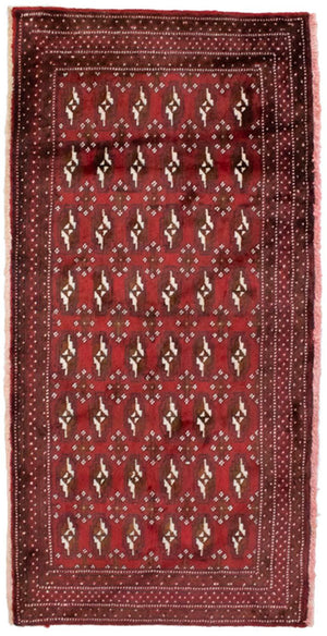 Turkaman-tæppe - 130 x 60 cm - rød