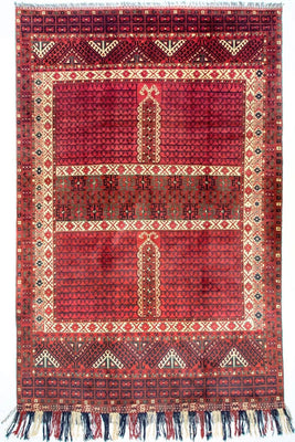 Afghansk tæppe - Hatshlu - 293 x 203 cm - rød