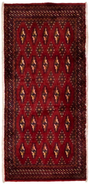 Turkaman-tæppe - 130 x 60 cm - rød