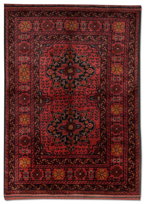 Afghansk tæppe - Kunduz - 138 x 96 cm - rød