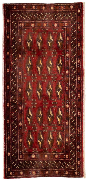 Turkaman-tæppe - 130 x 60 cm - rød