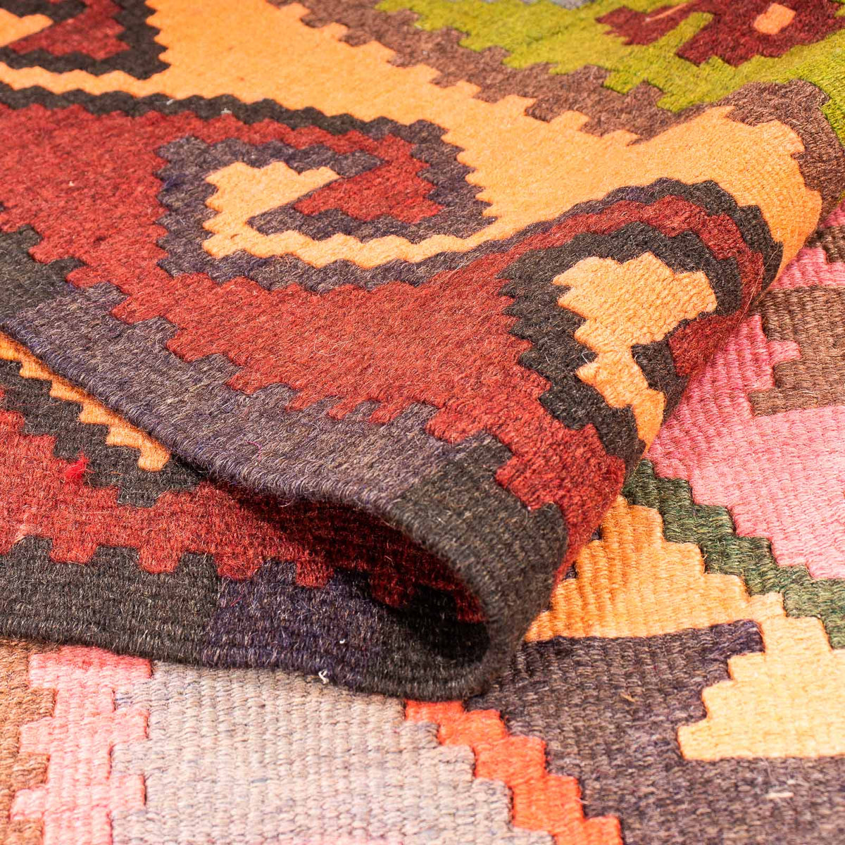 Løber Kelim-tæppe - gammelt - 330 x 155 cm - flerfarvet