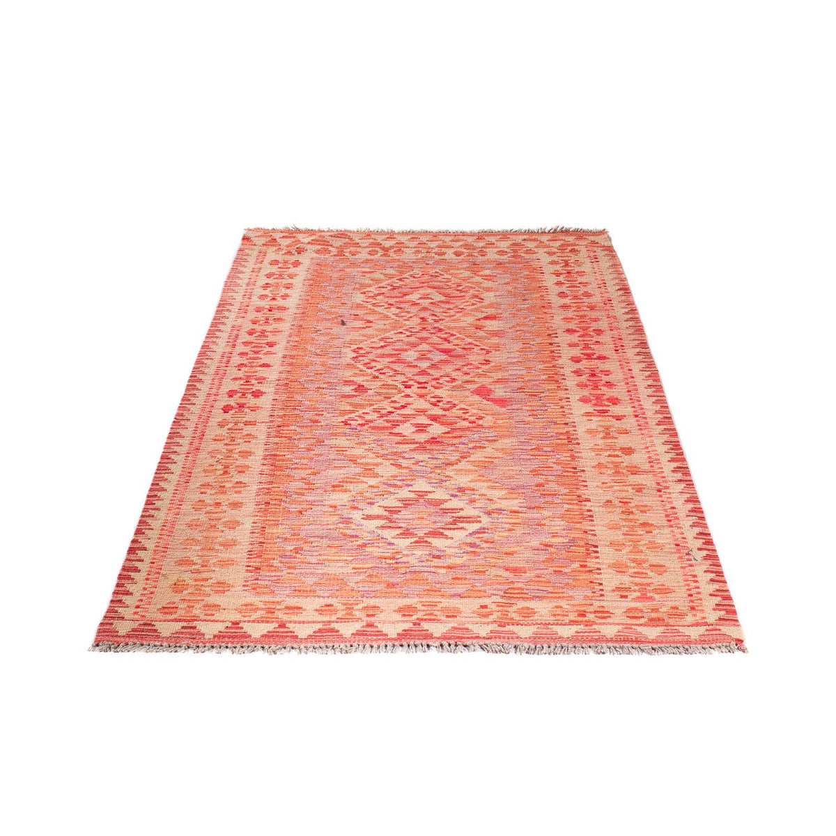 Kelim Carpet - Splash - 185 x 101 cm - lysrød