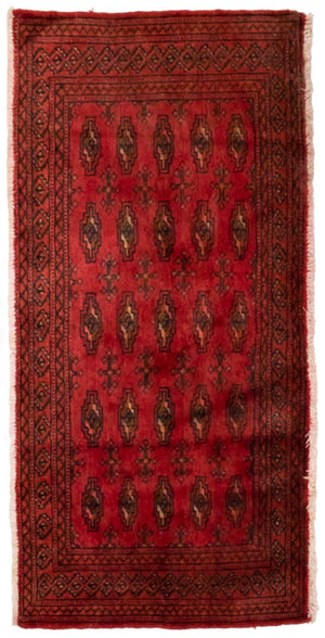 Turkaman-tæppe - 130 x 60 cm - rød