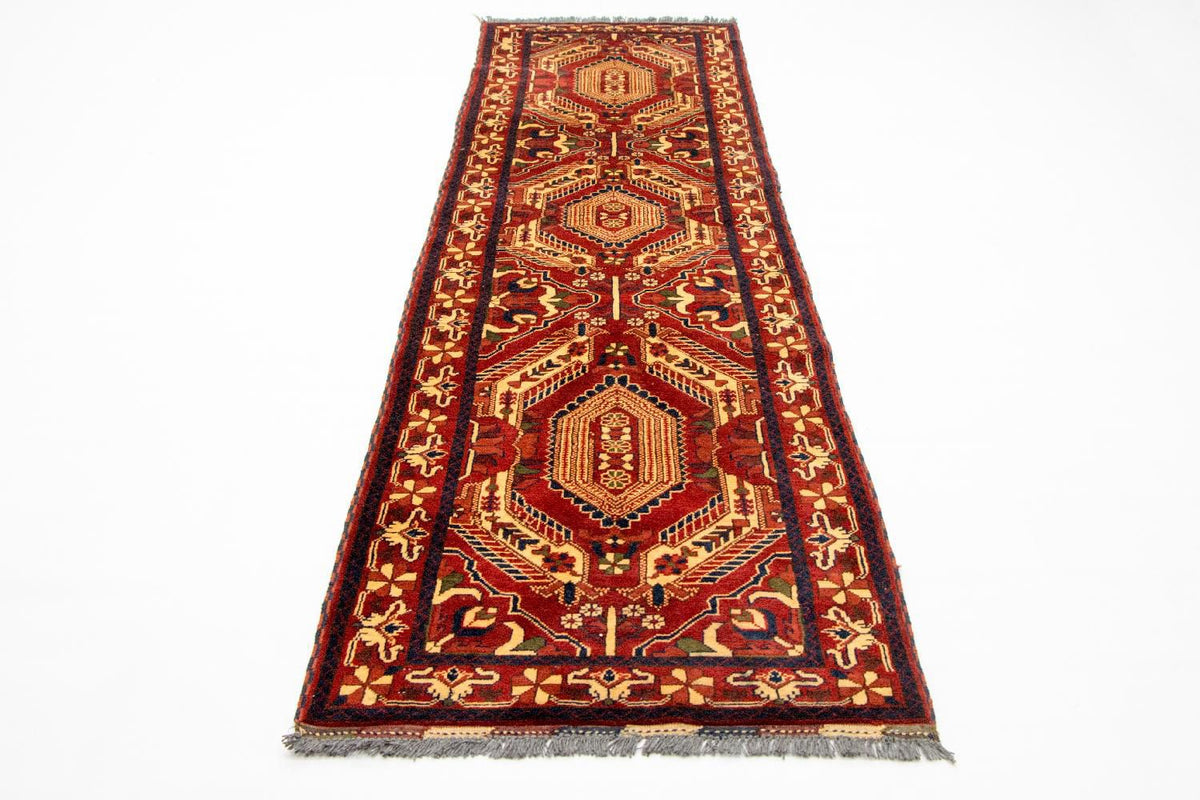 Løber Afghansk tæppe - Hatshlu - 307 x 83 cm - rød