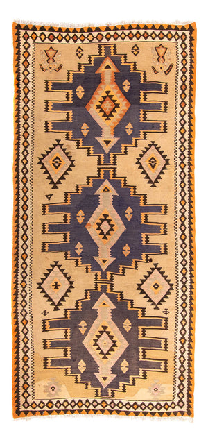 Kelim-tæppe - gammelt - 265 x 140 cm - flerfarvet