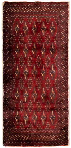 Turkaman-tæppe - 130 x 60 cm - rød