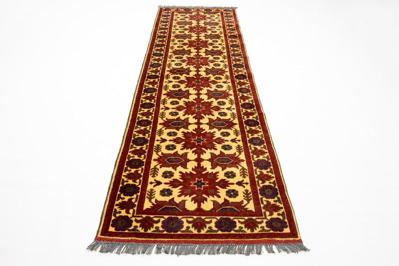 Løber Afghansk tæppe - Hatshlu - 304 x 80 cm - rød