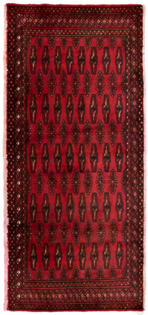 Turkaman-tæppe - 130 x 60 cm - rød