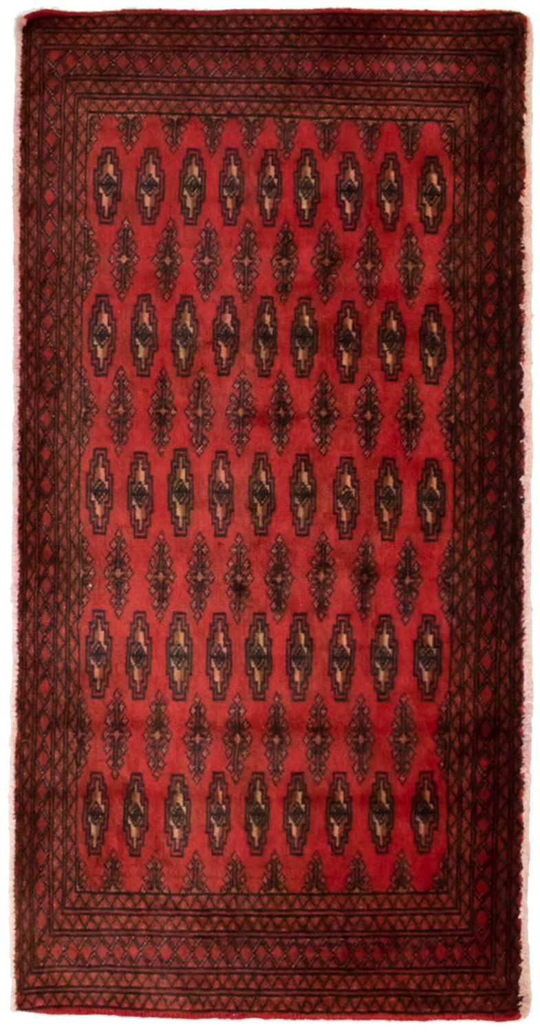 Turkaman-tæppe - 130 x 60 cm - rød