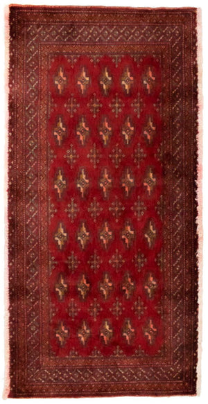 Turkaman-tæppe - 130 x 60 cm - rød