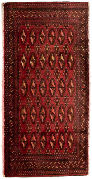 Turkaman-tæppe - 130 x 60 cm - rød