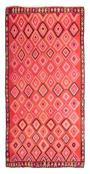 Kelim-tæppe - gammelt - 350 x 195 cm - flerfarvet