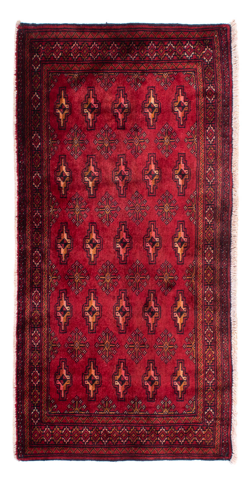 Turkaman-tæppe - 130 x 60 cm - mørkerød