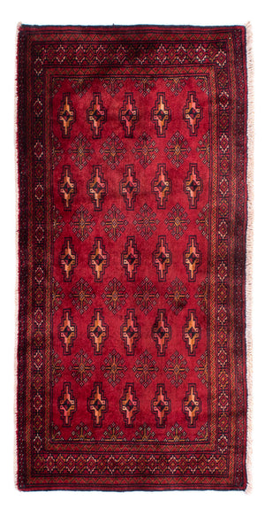 Turkaman-tæppe - 130 x 60 cm - mørkerød