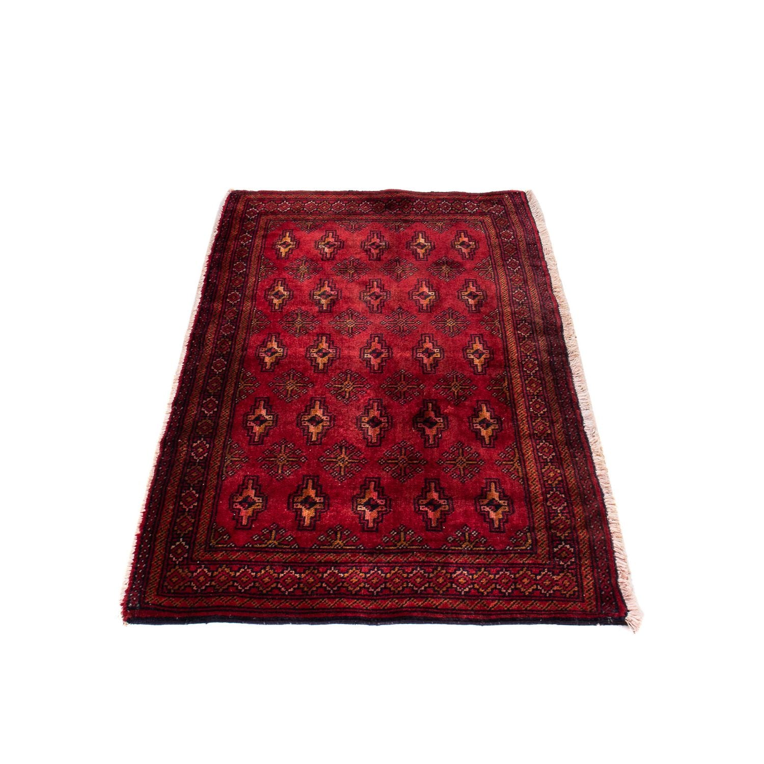 Turkaman-tæppe - 130 x 60 cm - mørkerød