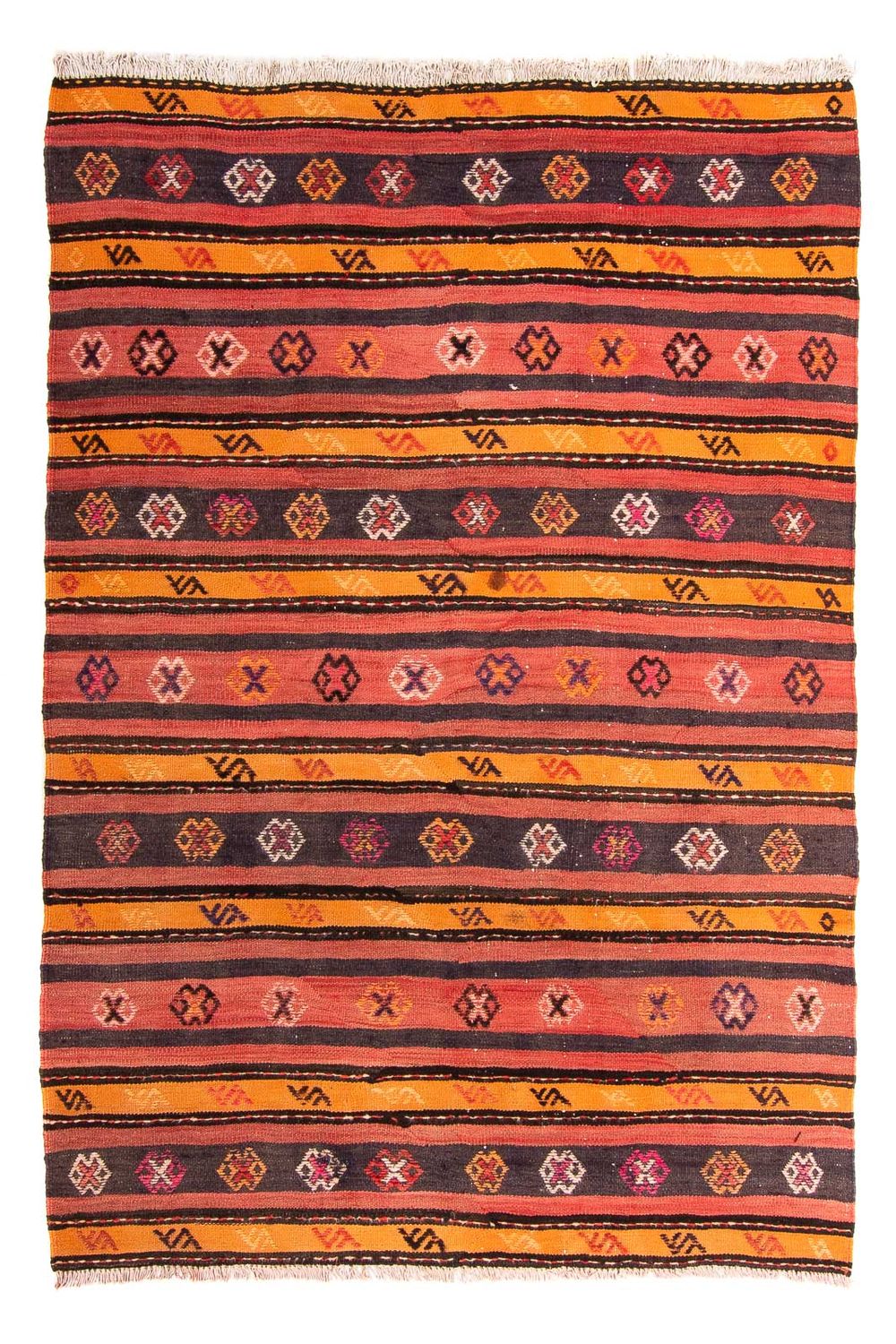 Kelim-tæppe - gammelt - 210 x 150 cm - flerfarvet