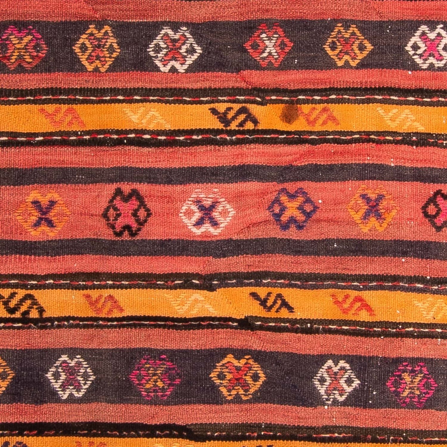 Kelim-tæppe - gammelt - 210 x 150 cm - flerfarvet