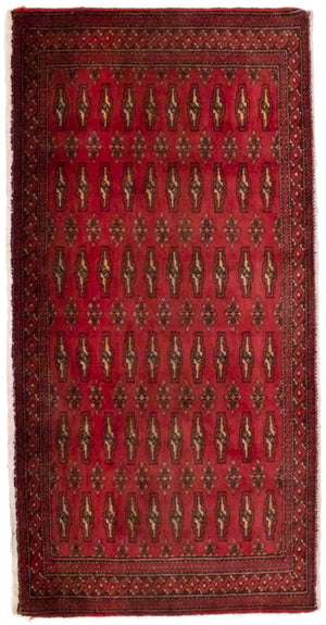 Turkaman-tæppe - 130 x 60 cm - rød