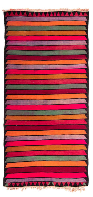 Løber Kelim-tæppe - gammelt - 330 x 150 cm - flerfarvet