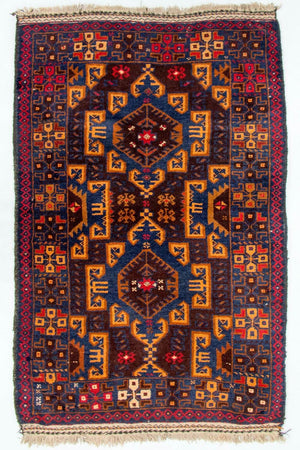 Baluch-tæppe - 123 x 80 cm - flerfarvet