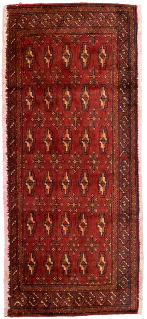 Turkaman-tæppe - 130 x 60 cm - rød