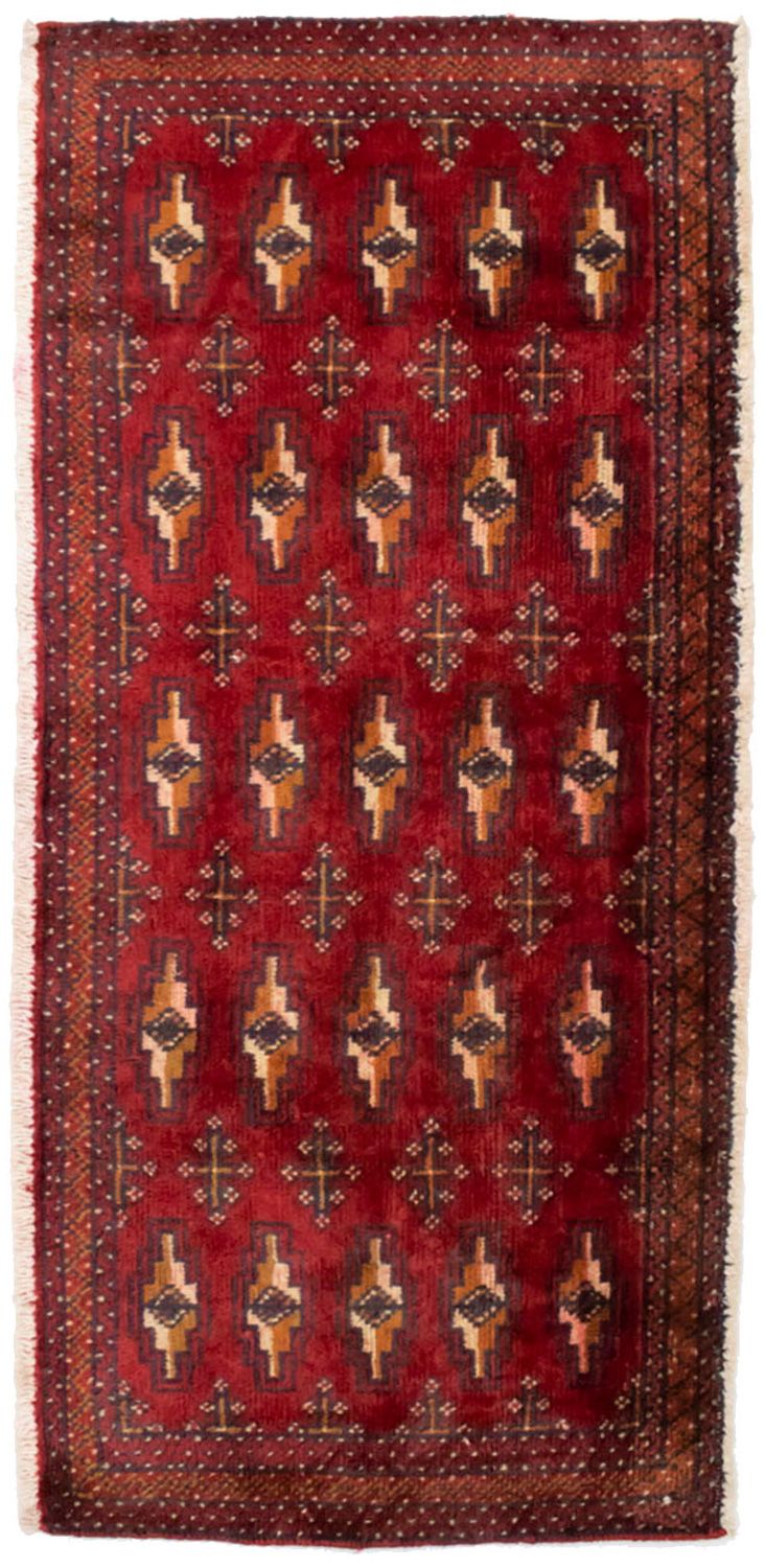 Turkaman-tæppe - 130 x 60 cm - rød