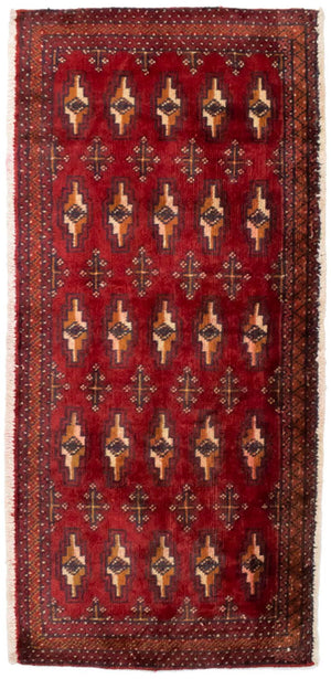 Turkaman-tæppe - 130 x 60 cm - rød
