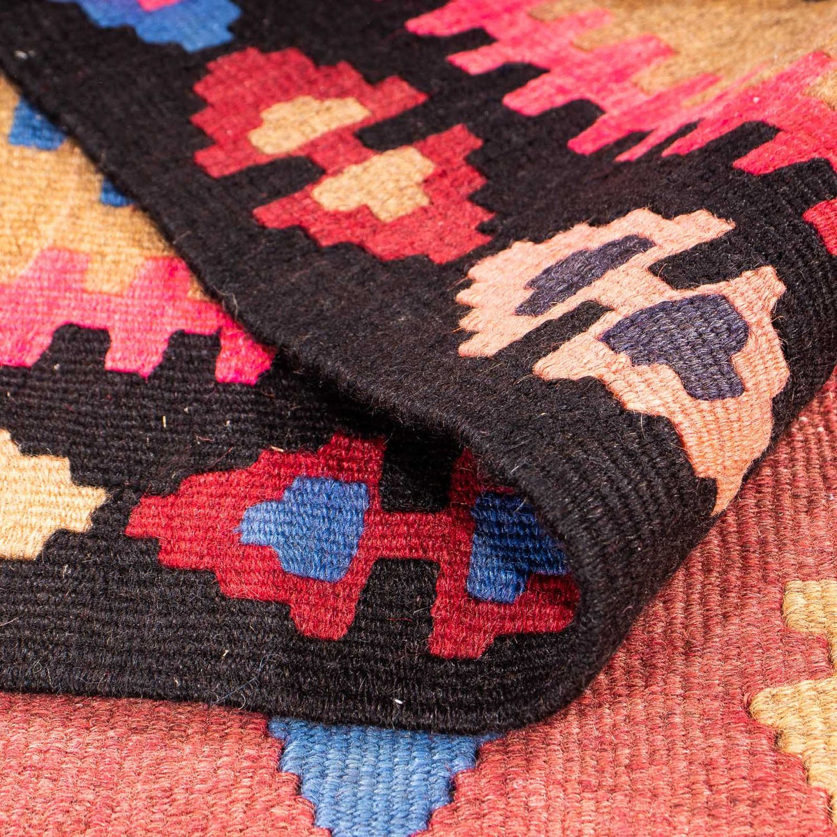 Løber Kelim-tæppe - gammelt - 330 x 145 cm - flerfarvet