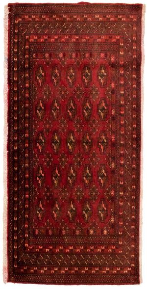 Turkaman-tæppe - 130 x 60 cm - rød