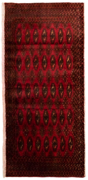 Turkaman-tæppe - 130 x 60 cm - rød