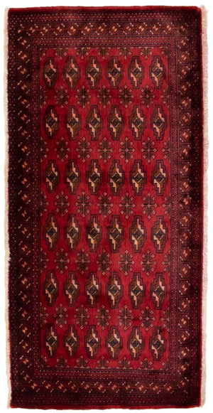 Turkaman-tæppe - 130 x 60 cm - rød