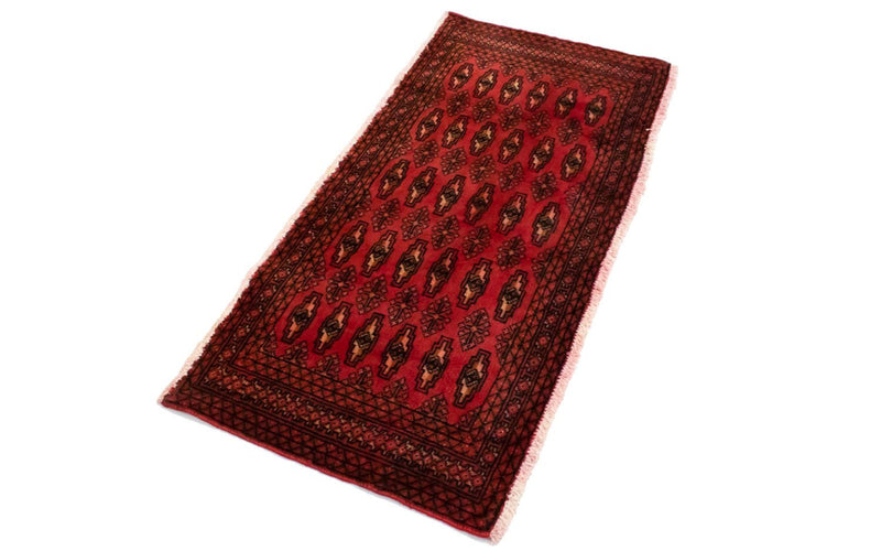 Turkaman-tæppe - 130 x 60 cm - rød