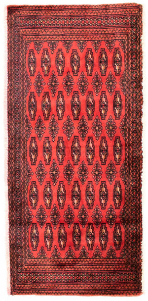 Turkaman-tæppe - 130 x 60 cm - rød