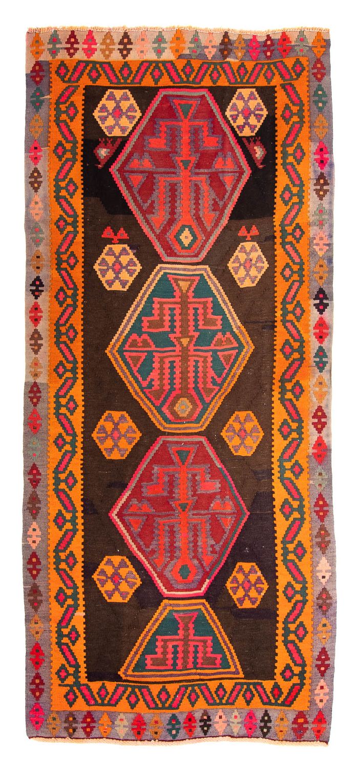 Løber Kelim-tæppe - gammelt - 330 x 155 cm - flerfarvet