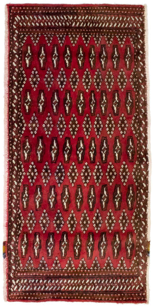 Turkaman-tæppe - 130 x 60 cm - rød