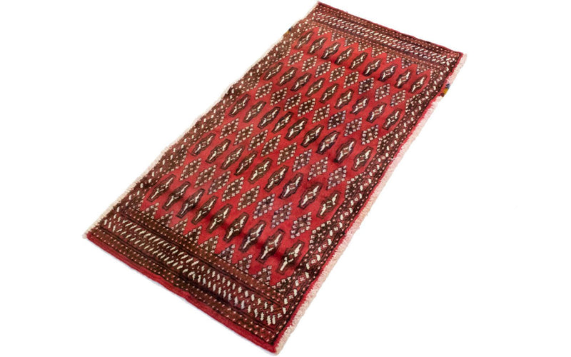 Turkaman-tæppe - 130 x 60 cm - rød
