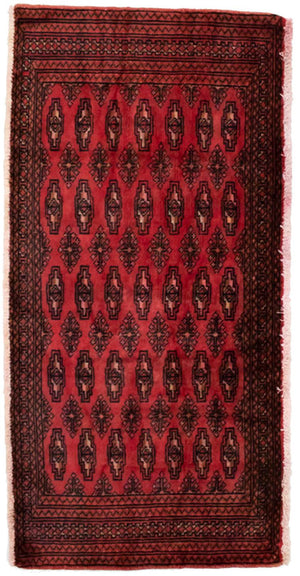 Turkaman-tæppe - 130 x 60 cm - rød
