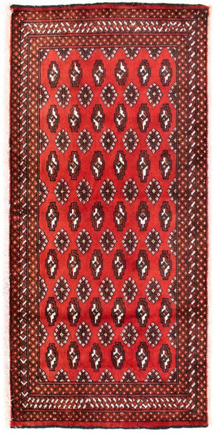 Turkaman-tæppe - 130 x 60 cm - rød