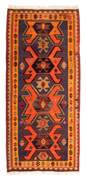 Løber Kelim-tæppe - gammelt - 220 x 110 cm - flerfarvet