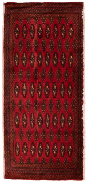 Turkaman-tæppe - 130 x 60 cm - rød