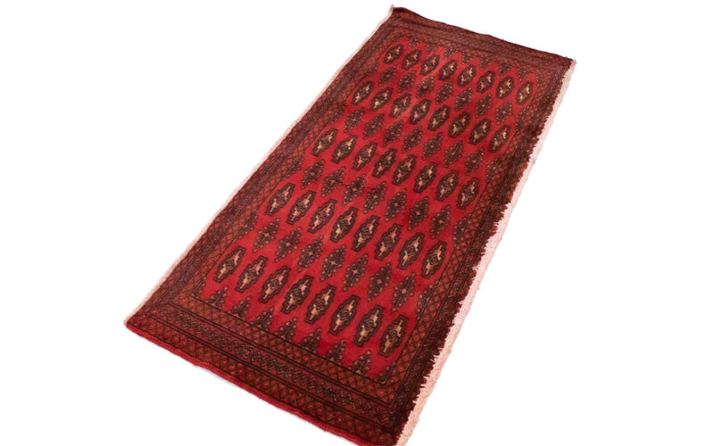 Turkaman-tæppe - 130 x 60 cm - rød