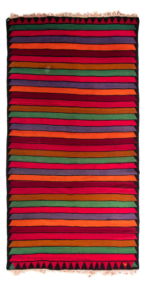 Løber Kelim-tæppe - gammelt - 350 x 185 cm - flerfarvet