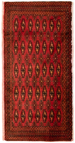 Turkaman-tæppe - 130 x 60 cm - rød