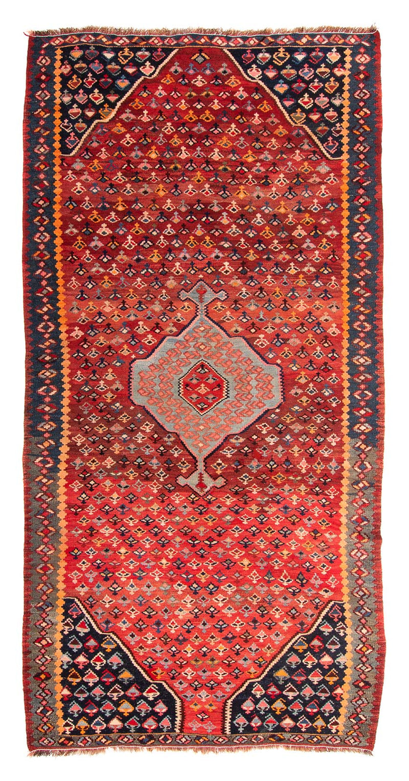 Kelim-tæppe - gammelt - 340 x 170 cm - flerfarvet