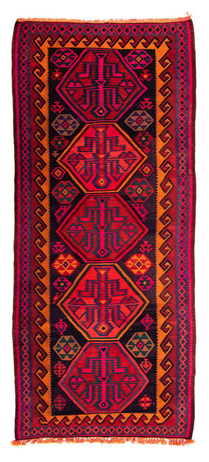 Løber Kelim-tæppe - gammelt - 345 x 150 cm - flerfarvet